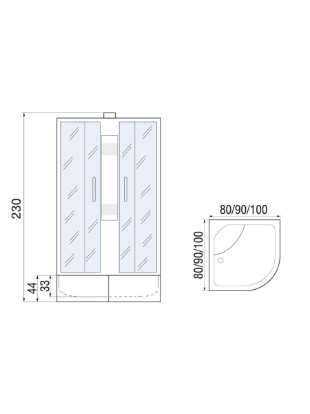 Душевая кабина River NARA XL 100/44 MT 1000х1000х2300мм