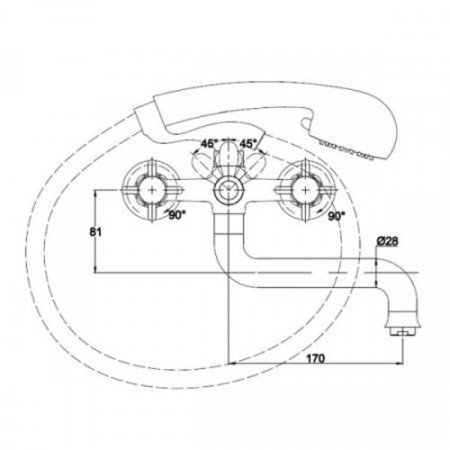 Смеситель для ванны Kaiser Cross 41022-1Bronze, бронза