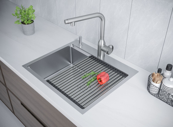 Мойка Paulmark KRONER-PRO 59 PM705951-BS 510х590х200 мм, нержавеющая сталь, нержавеющая сталь