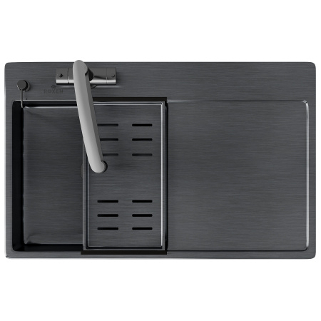 Кухонная мойка Roxen Vespa 78 PVD (графит) левосторонняя