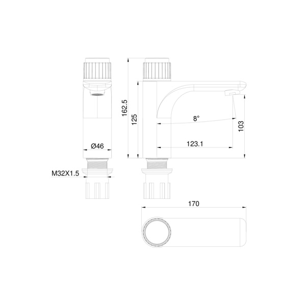 Смеситель для раковины WONZON & WOGHAND, Брашированное золото (WW-A40412-BG)