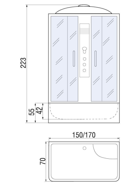 Душевая кабина River SENA 170/70/50 ТН 1700х700х2230мм