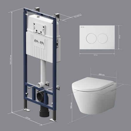 IS100101.741701 Инсталляция MasterFit с клавишей L глянц белый с подвесным унитазом  Sense FlashClean с сиденьем