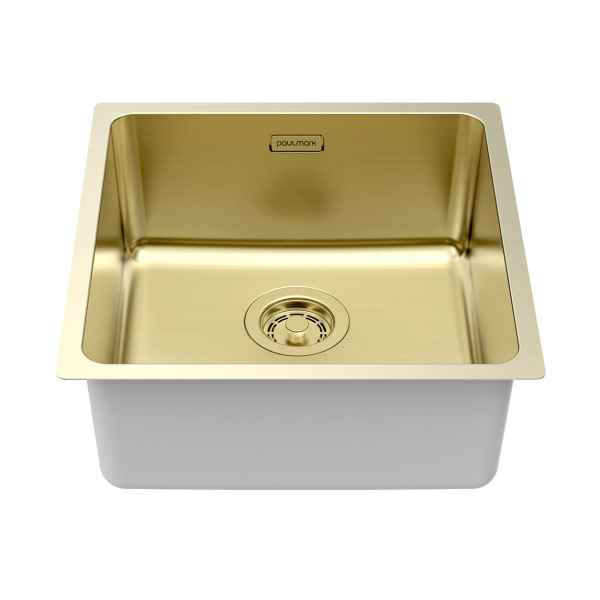 Мойка Paulmark YUNI 44 UNI YU44-LG 440х440х200 мм, нержавеющая сталь, светлое золото