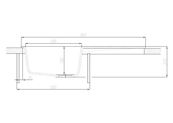 Мойка для кухни из литого мрамора AQUATON Верона прямоугольная с крылом графит 1A710032VR210