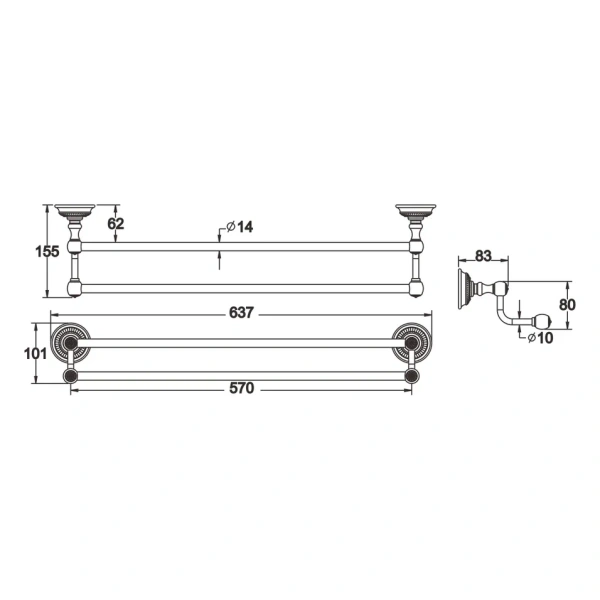 Полотенцедержатель Rose RG1427Q, бронза