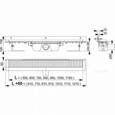 Душевой трап AlcaPlast APZ1004S-650