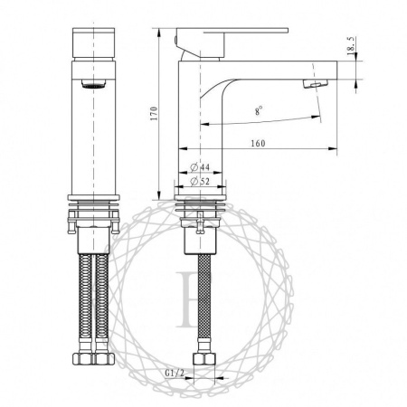 Cмеситель для раковины FILARETE Retta FL5030 (Графит)