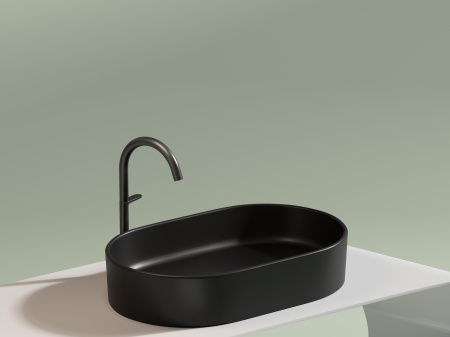 Умывальник чаша накладная овальная Ceramicanova Element 608*385*122мм, Черный матовый, CN6048MB
