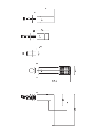 Смеситель для ванны OMNIRES Baretti BA7832BL