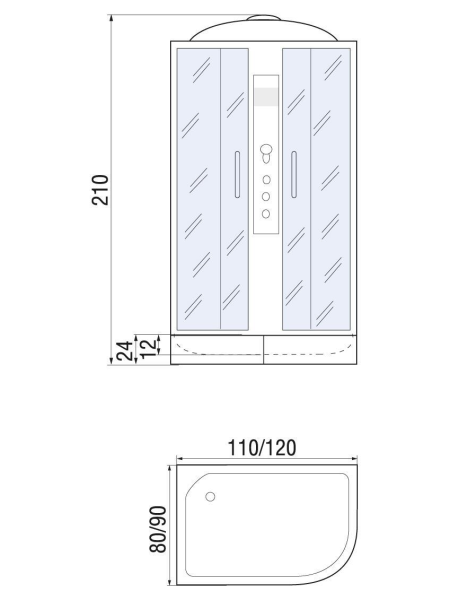 Душевая кабина River DUNAY 120/90/24 L ТН 1200х900х2100мм