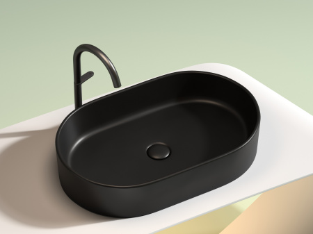 Умывальник чаша накладная овальная Ceramicanova Element 608*385*122мм, Черный матовый, CN6048MB