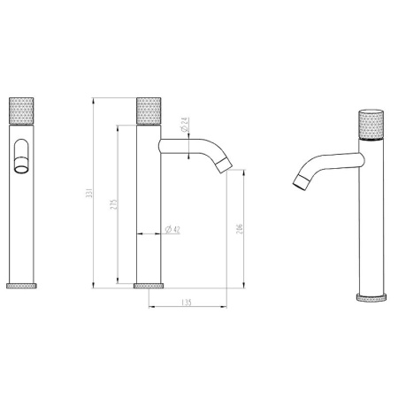 Смеситель для раковины Boheme Stick 122-BCR Черный Хром