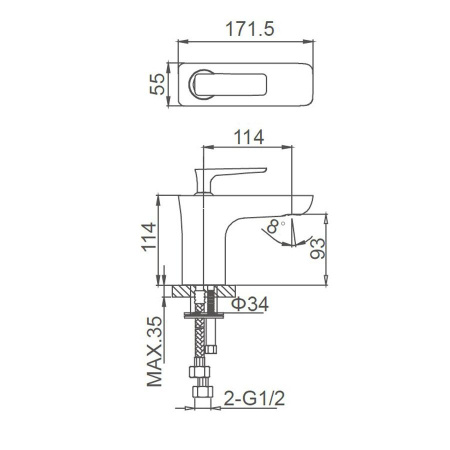 Смеситель для раковины WONZON & WOGHAND Shark, Хром (WW-481101-CR)