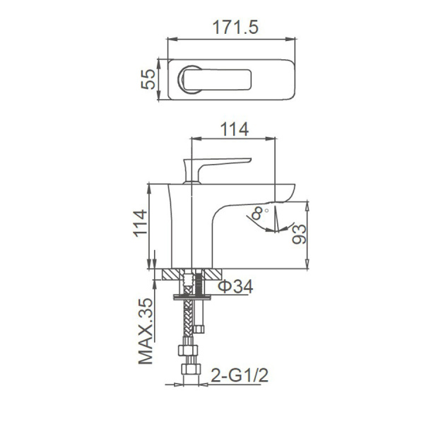 Смеситель для раковины WONZON & WOGHAND Shark, Хром (WW-481101-CR)