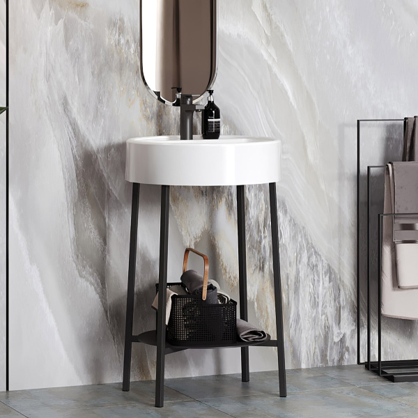 Тумба под умывальник Belux напольная Эвора 53, Черный матовый