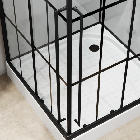 Душевая кабина Niagara Standart ST90/15QL/KL/BKT (90х90х225) низкий поддон(15см),черный,стекло прозрачное
