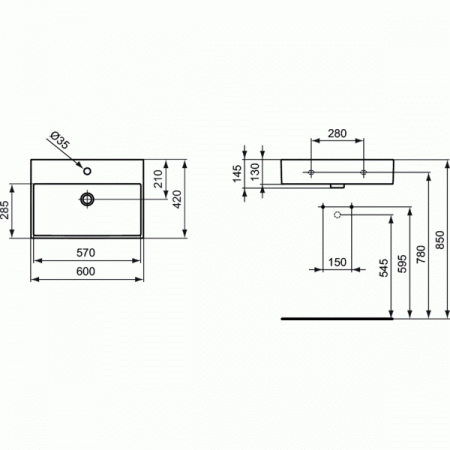 Умывальник Ideal Standard Strada K077801 60x42 см