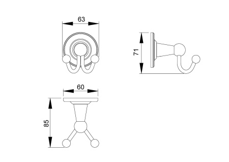 Крючок для ванной комнаты двойной TIMO Nelson 160012/02, бронза