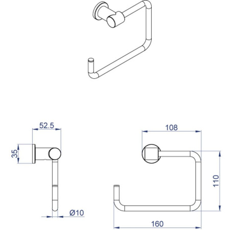 Держатель туалетной бумаги AZARIO FORNY без крышки, хром (AZ-88310A)