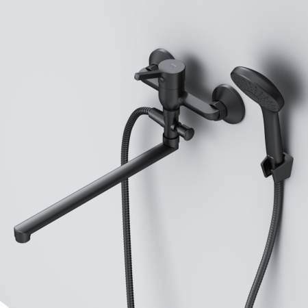 F85B90122 X-Joy S, Смеситель для ванны и душа AM.PM, излив 325 мм, душевой набор, черный