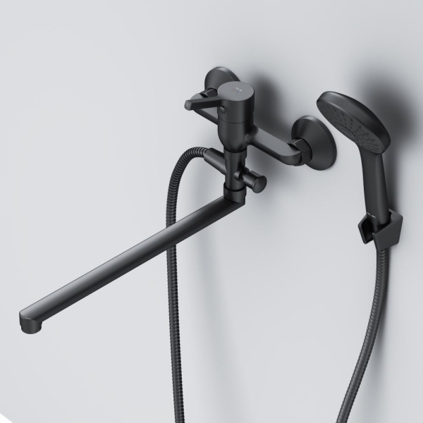 F85B90122 X-Joy S, Смеситель для ванны и душа AM.PM, излив 325 мм, душевой набор, черный