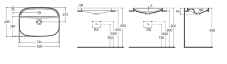 Раковина полувстраиваемая ISVEA Infinity 55 прямоугольная 55см, цвет черный матовый 10NF50055SV-2N
