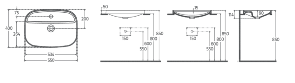 Раковина полувстраиваемая ISVEA Infinity 55 прямоугольная 55см, цвет черный матовый 10NF50055SV-2N