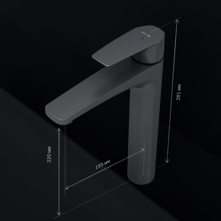 F90A92022 Gem Смеситель для умывальника AM.PM высокий, черный.