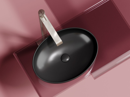 Умывальник чаша накладная овальная Ceramicanova Element 502*363*145мм, черный матовый, CN6056MB