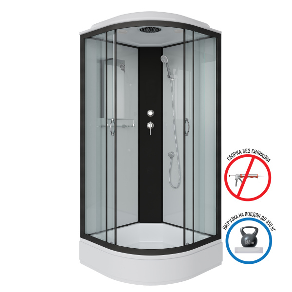 Душевая кабина Niagara Classic NG-2508-14BK (90х90х200) высокий поддон(40см),стекло тонированное