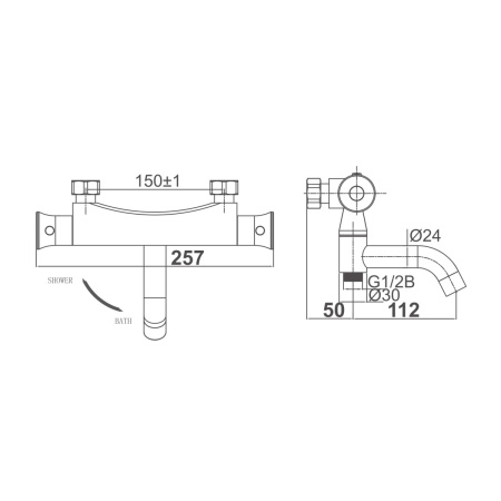 Смеситель для ванны с термостатом D&K Bayern DA2113201, хром