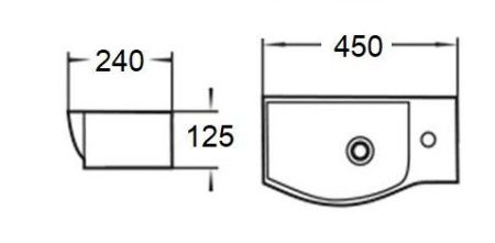 Раковина подвесная WeltWasser WW AISBACH 7945 GL-WT R глянцевая белая 450х240х125 мм