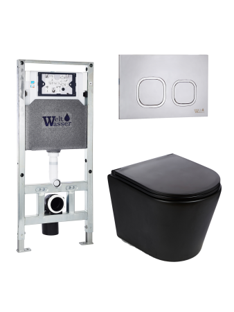 Комплект инсталляции с унитазом Weltwasser AMBERG 506 ST + SALZBACH 043 MT-BL + AMBERG RD-MT CR