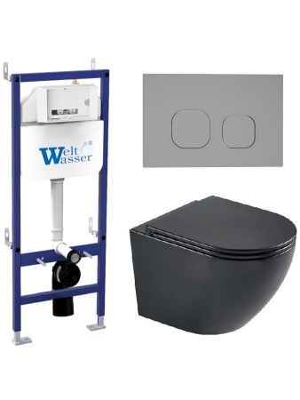 Комплект инсталляции с унитазом Weltwasser BAMBERG 460 + MERZBACH 043 MT-BL + BAMBERG CR