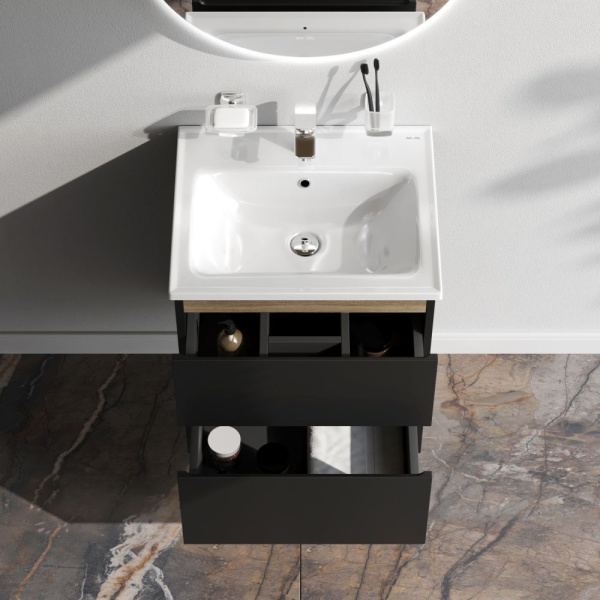 M85AFHX0552BM X-Joy База под раковину AM.PM, подвесная, 55 см, 2 ящика, черный матовый