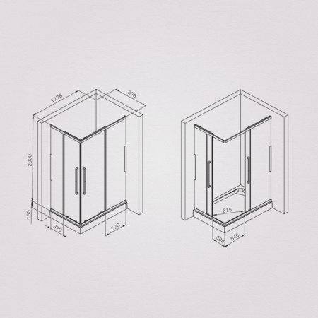 W84G-403-12090-MT Душевое ограждение AM.PM Func Square Slide 120х90, мат хром, прозрачное