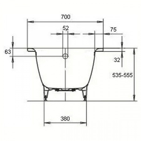 Стальная ванна Kaldewei SANIFORM PLUS 160x70x41 (362-1) с самоочищающимся покрытием с ножками