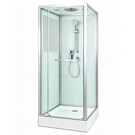 AB-1002B AQUABATH, ATLAS, Душевая кабина квадратная с хромированным профилем, с крышей 900x900x2150