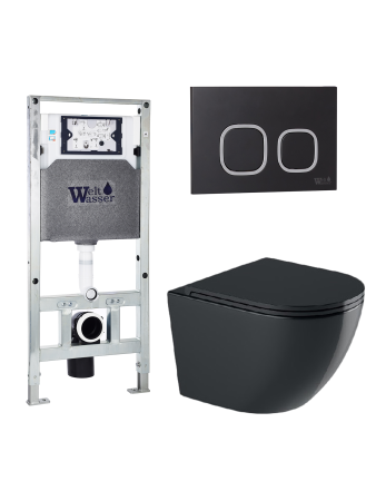 Комплект инсталляции с унитазом Weltwasser AMBERG 506 ST + MERZBACH 043 GL-BL + AMBERG RD-BL