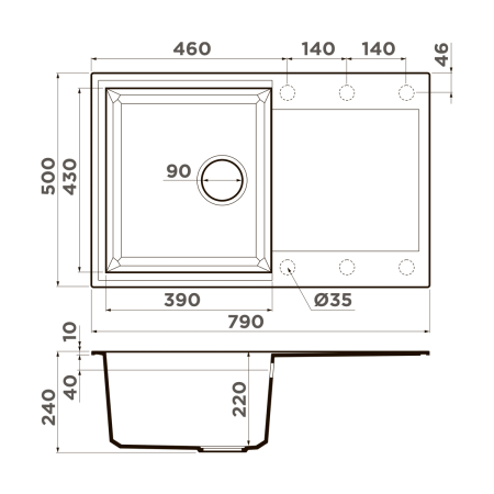 Кухонная мойка Omoikiri Sakaime 79-ES Tetogranit/espresso 4997227