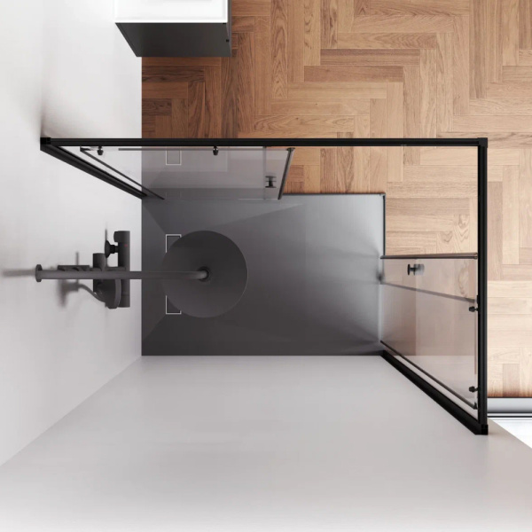 W94G-403-12090-BТ Душевое ограждение AM.PM X-Joy Square Slide 120х90, черный, прозрачное