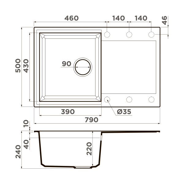 Кухонная мойка Omoikiri Sakaime 79-ES Tetogranit/espresso 4997227