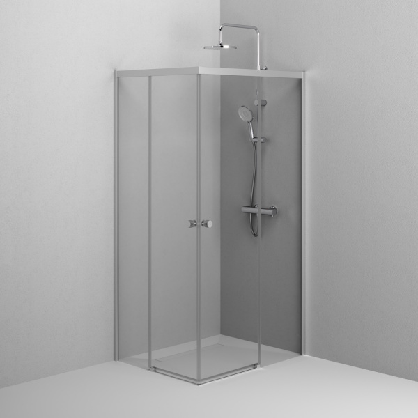 W94G-403-10080-MТ Душевое ограждение AM.PM X-Joy Square Slide 100х80, мат хром, прозрачное