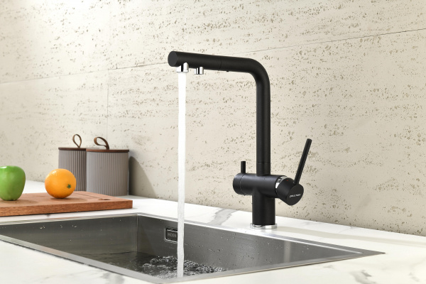 Смеситель для кухни Paulmark SERPENTINE Se213222-418, черный металлик