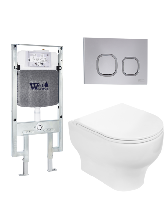 Унитаз с инсталляцией WeltWasser AMBERG 497 ST + ERLENBACH 004 GL-WT + AMBERG RD-CR