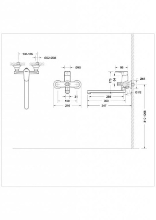 Смеситель для ванны Bravat Alfa F6120178CP-01L, хром