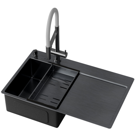 Кухонная мойка Roxen Vespa 78 PVD (графит) левосторонняя