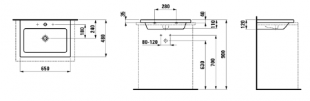 Умывальник Laufen Living Square 8164320001041 65x48x4