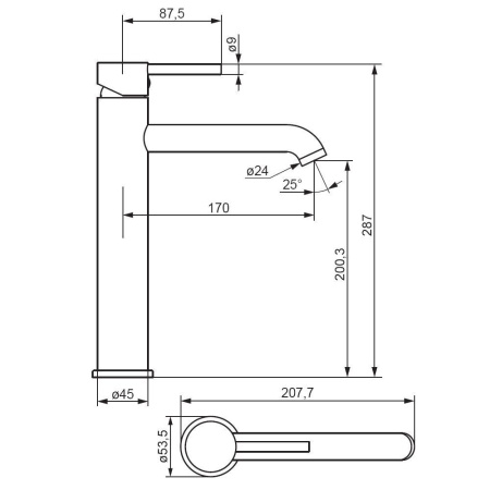 360250300 Scandinavian Pure Смеситель для раковины высокий, чёрный